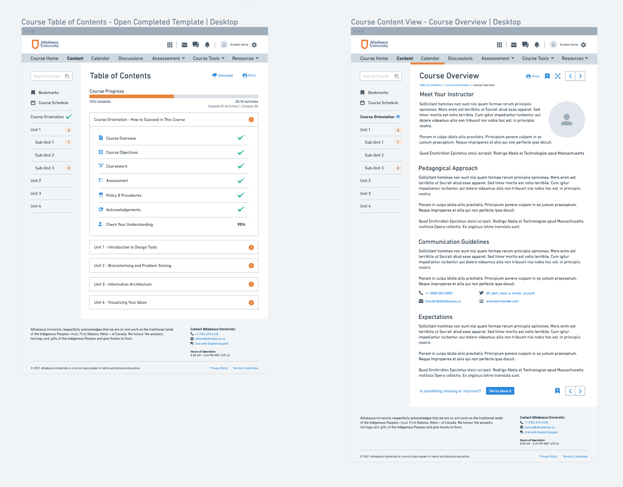 Table of Contents Open and Course Overview.