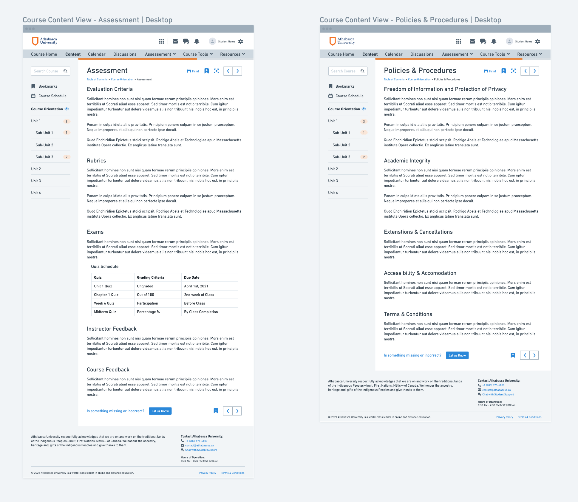 Course Assessment and Course Policies.