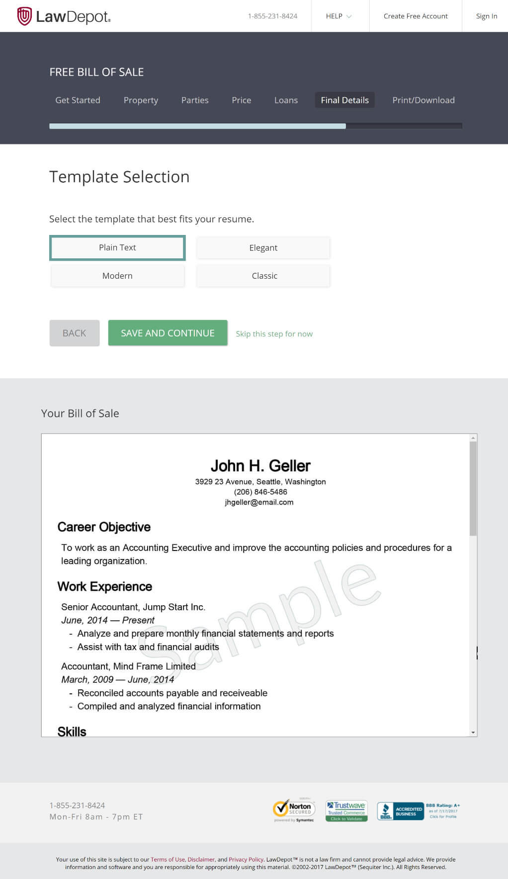 Resume Builder Selection Designs