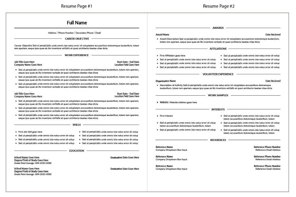 Resume Builder Layout